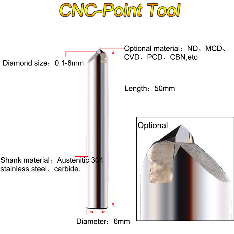 60mm Shank CVD ND Diamond Point Tool Milling Cutter